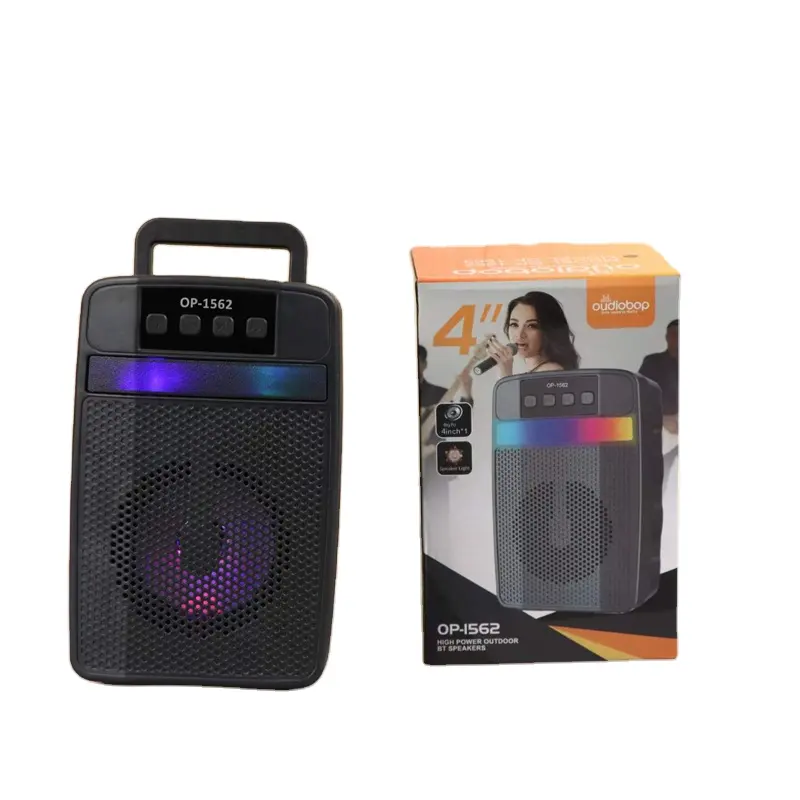 Alto-falante de áudio sem fio 4 polegadas, alto-falante de karaokê com luz led e caixa de som