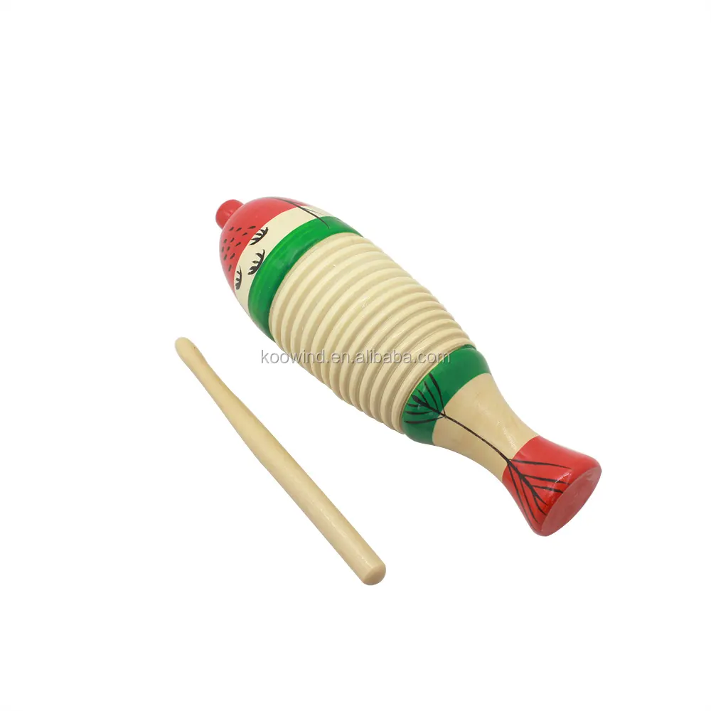 カラフルな子供子供ミュージカルおもちゃ打楽器木製ギロ魚の形