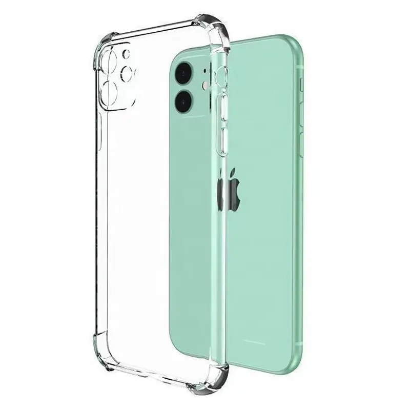 Funda de teléfono móvil con parachoques de TPU transparente de 1,5mm a prueba de golpes para iPhone 15 14 13 12 11 Pro Max con protección de cámara integrada