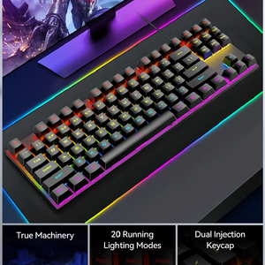Nuevo y popular teclado para juegos con cable USB mecánico de 87 teclas T18 RGB Glow, interfaz inalámbrica, diseño de tableta elegante en idioma del Reino Unido - Product Image 3
