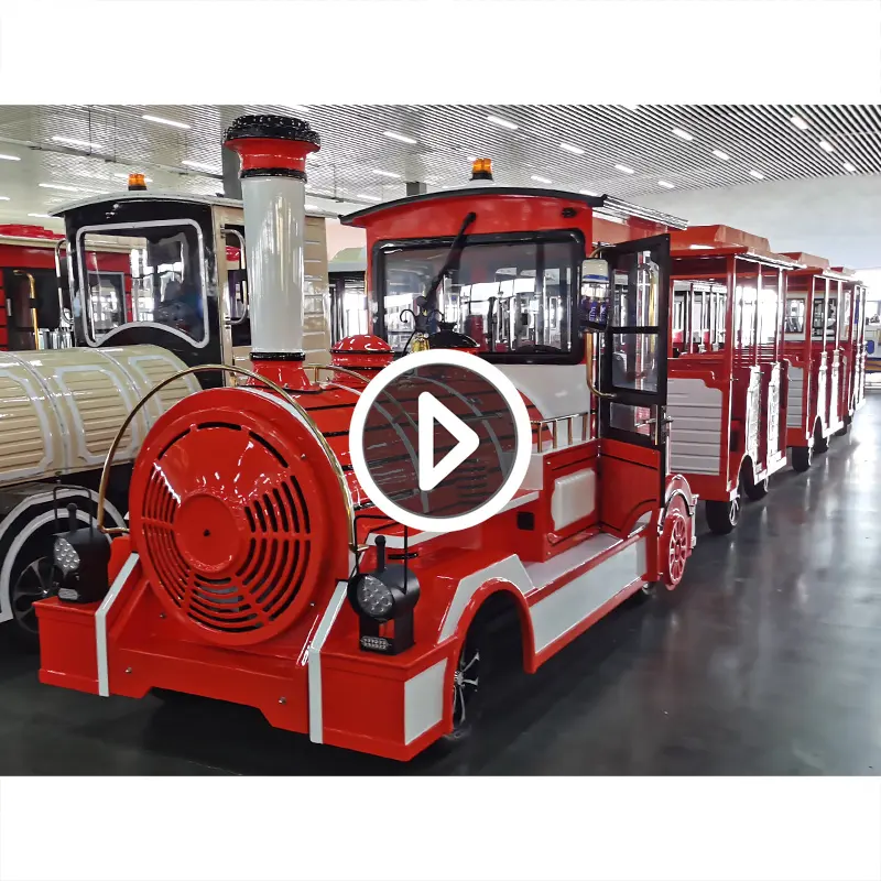 Usine directement 27 passagers parc d'attractions attraction touristique Dotto Tourist Road Train Rides Electric Trackless Train