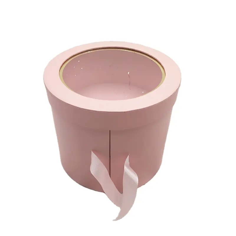 luxury Custom round flower box rose Round Double Layers Rotating Wig Packaging Box with Ribbon