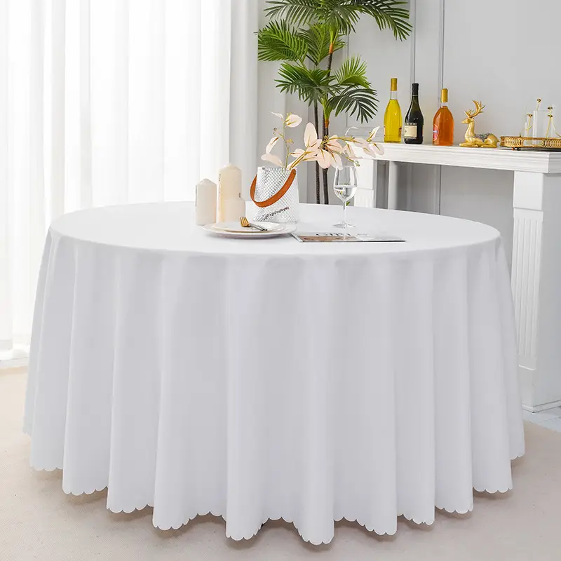 Hôtel 190g épaississement nappe circulaire unie polyester solide transfrontalier restaurant banquet mariage restaurant nappe