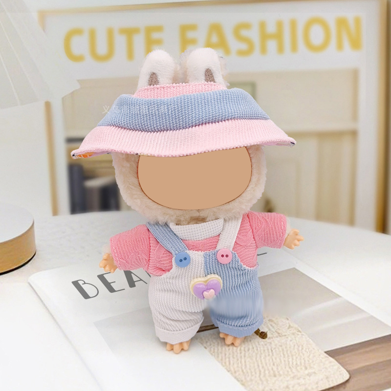 7. Blue and white overalls three-piece set (withou