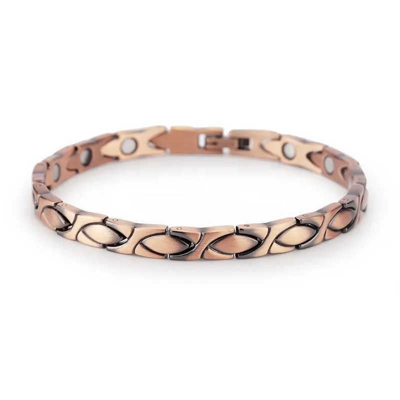 Modyle — Bracelet plaqué cuivre pour hommes, Bracelet magnétique de poignet, pierre de santé, énergétique, breloque
