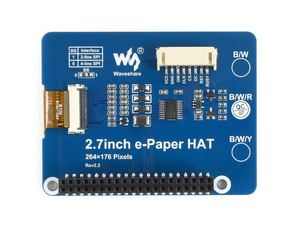 Cappello Display E-Ink E-Paper da 2.7 pollici (B) per Raspberry Pi 264*176 pixel, rosso/nero/bianco a tre colori, interfaccia SPI