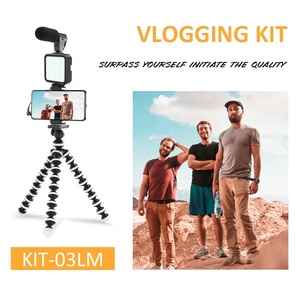 KIT-03LM Telefon halter Vlog Stativ 6500K Mini LED Video Quadratische Form Füll licht Smartphone Vlogging Kit mit Fernbedienung <span class=keywords><strong>Micro</strong></span>