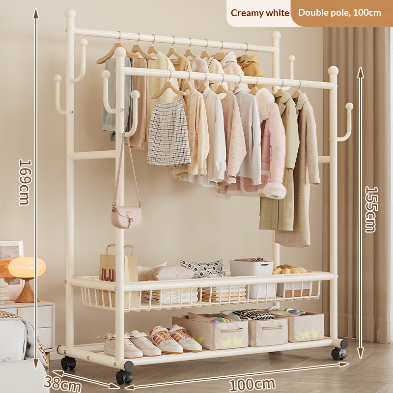 Cachemire-blanc-100cm-double barre-panier en maille haute capacité avec s