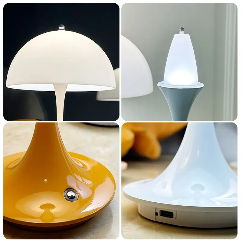 현대 Led 버섯 책상 램프 침대 옆 연구 독서 조명 성격 창조적 인 충전 테이블 램프