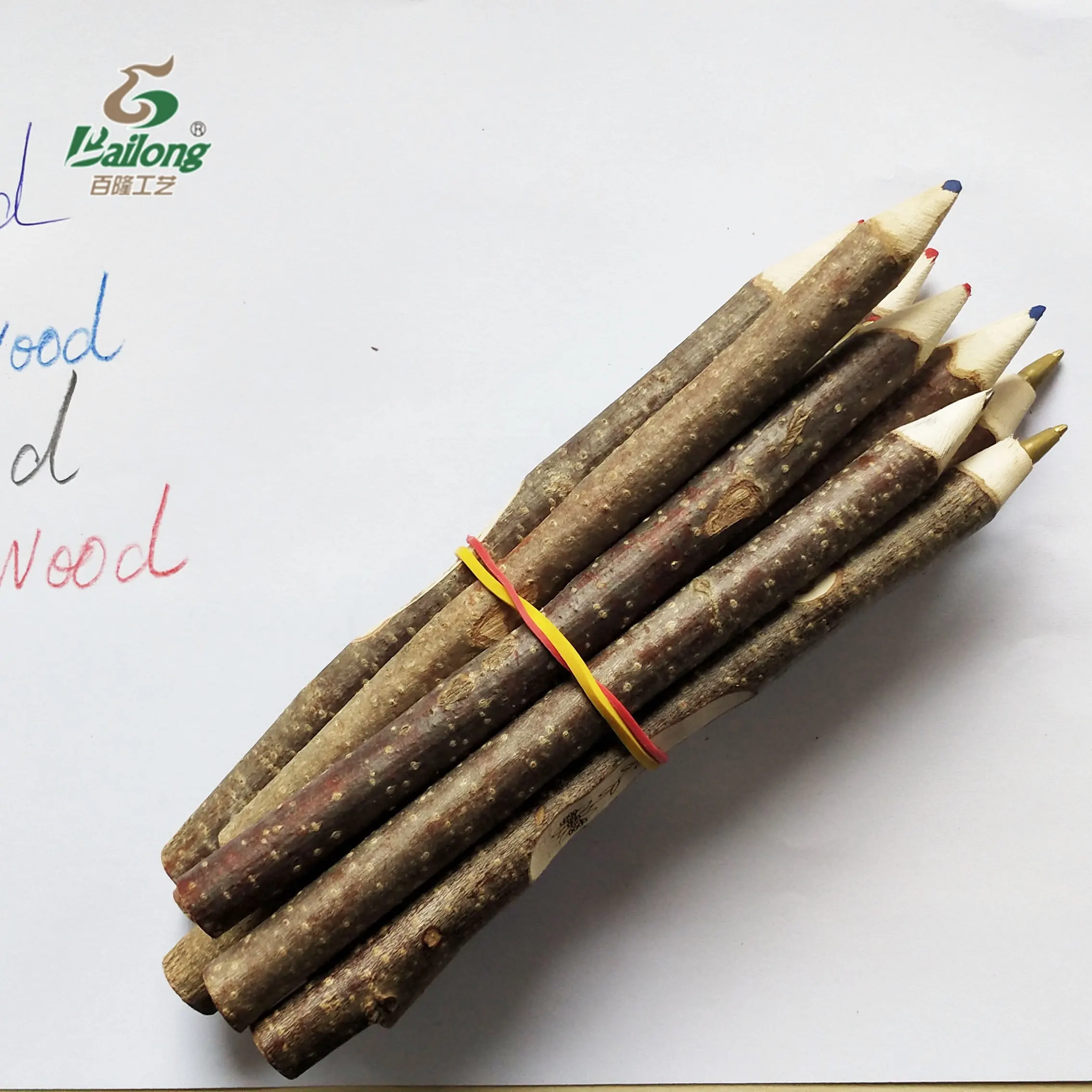 Logo personnalisé souvenir, branche de bois, perruque, crayon coloré, prêt à l'emploi, livraison gratuite