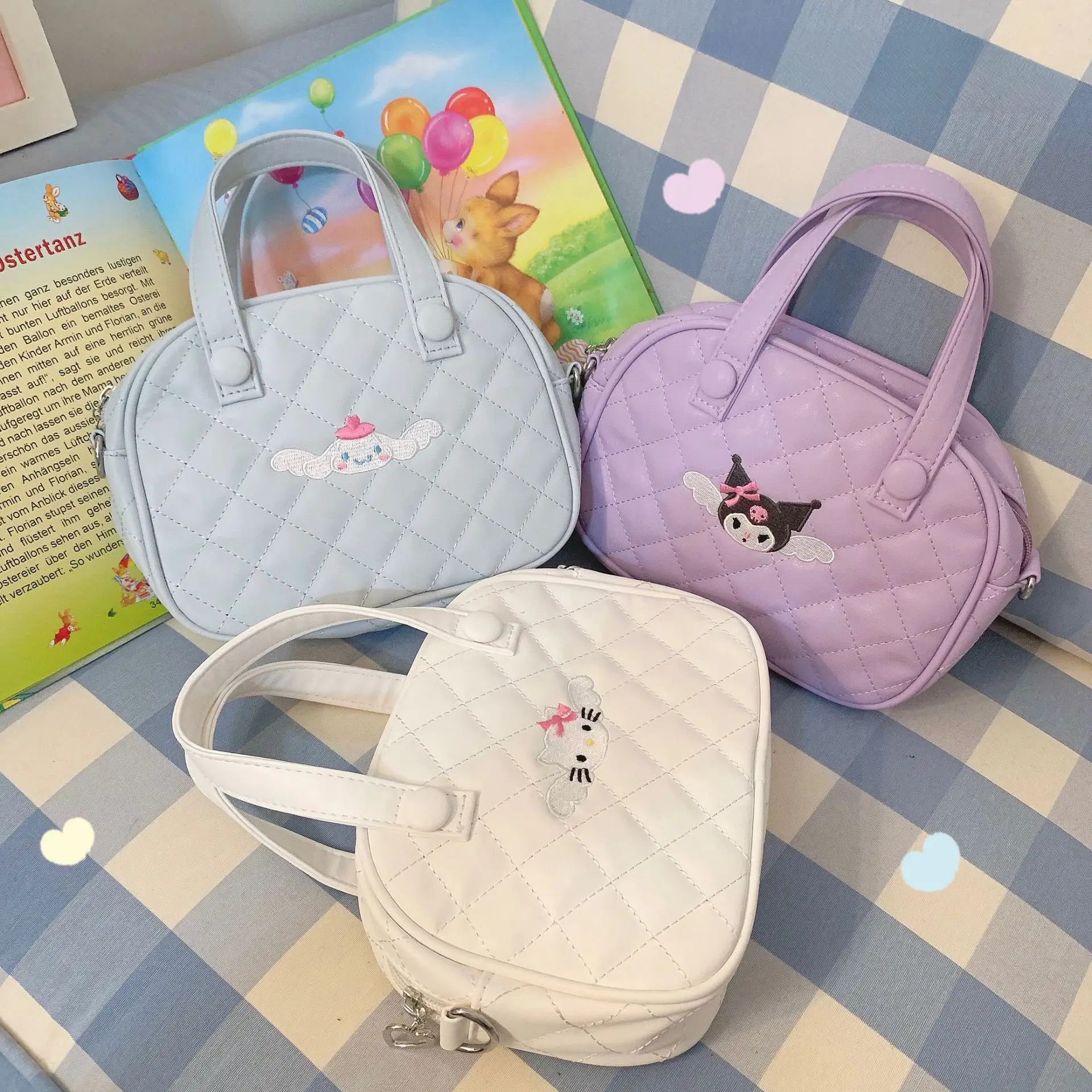 Gran oferta, bolso de mano japonés de dibujos animados lindo gato HK, bolso de hombro, corazón femenino, PU, bolso cruzado para perro con orejas