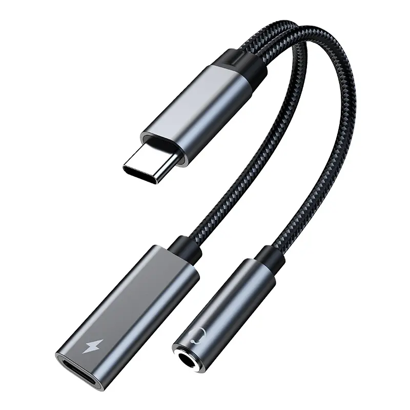USB c إلى 3.5 مللي متر سماعة و مهايئ شاحن ، 2-في-1 USB C PD 3.0 ميناء الشحن إلى Aux الصوت جاك و سريع شحن دونغل كابل