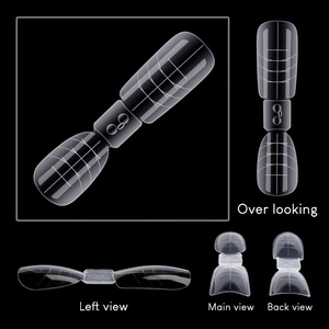 120 adet özel Logo yüksek kalite yanlış Nail İpuçları badem kare çift formu kalıp jel tırnak uzatma İpuçları araçları - Product Image 1
