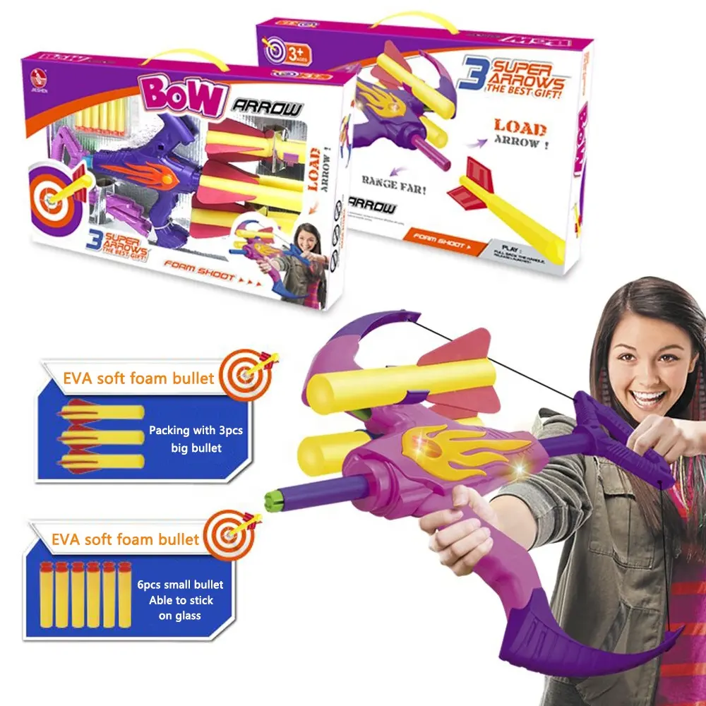 Juego de balas de espuma EVA para niños, juego de balas de plástico suave, arco ligero y flecha, juguete de tiro con arco, gran oferta