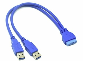 0.3m High <strong>Speed</strong> Dual <strong>2</strong>-port <strong>USB</strong> <strong>3</strong>.0 a to Computer Motherboard 20pin Male to Female Cable Adapter 20-pin <strong>USB</strong> Expansion Cable - Product Image 2