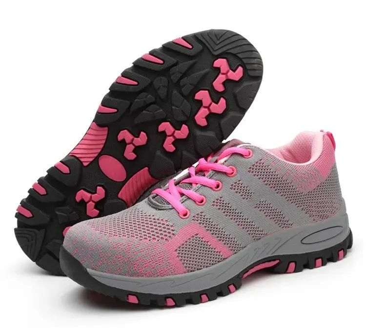 Luz peso color rosa zapatos de seguridad para las mujeres zapatos de seguridad zapatos de punta de acero industrial zapatillas trabajo botas de protección