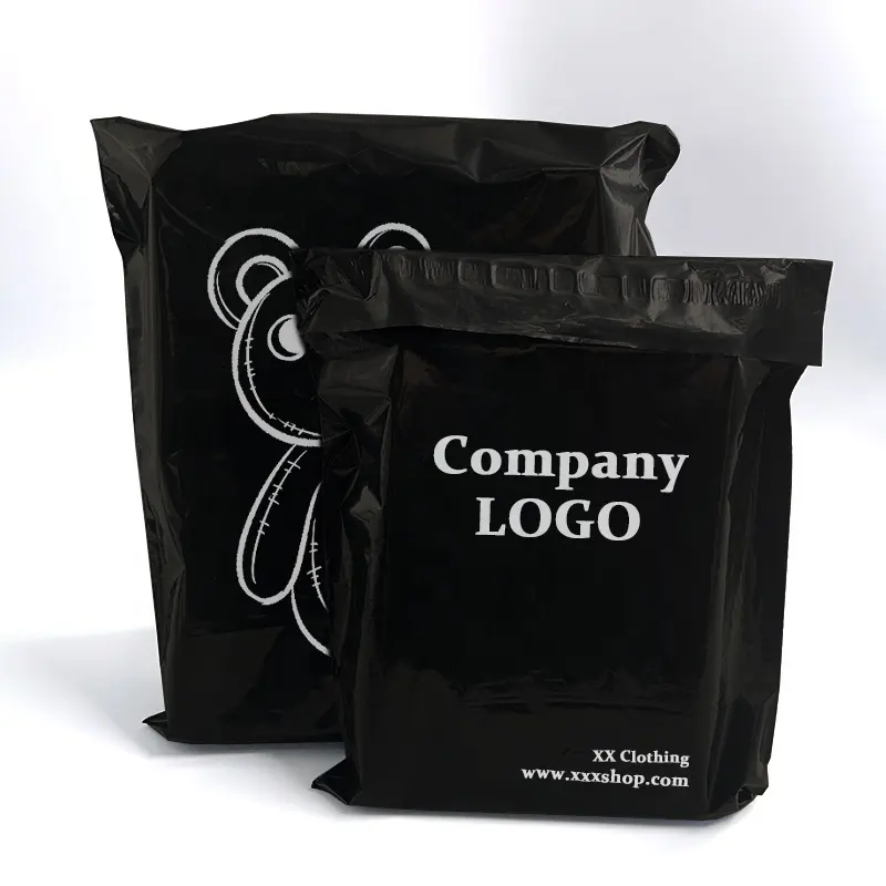 Özel logo baskı siyah kurye çantası giysi nakliye ambalaj zarf poli mailler posta polymailer çanta