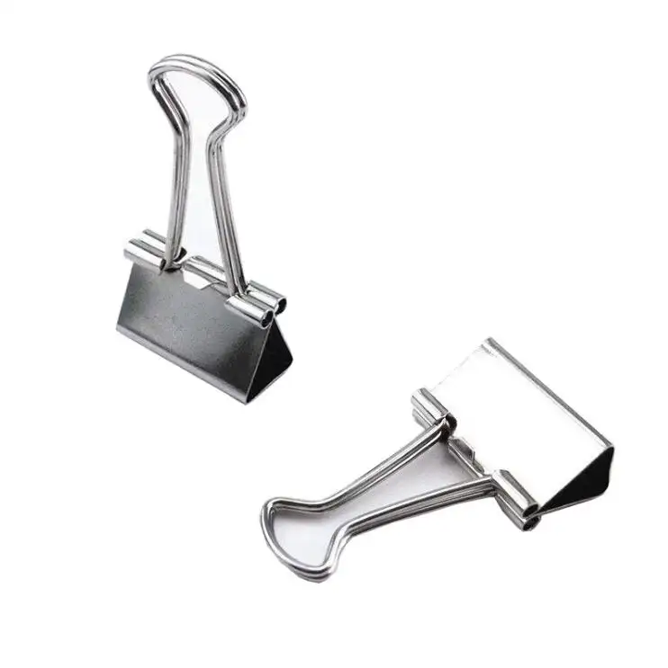 Großhandel 19mm 25mm 32mm Long Tail Vernickelter Stahl Binder Notizen Brief Büroklammer Halter Schul büro Metall Binder Clips