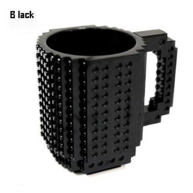 Tasse DIY de blocs de construction amusants noirs