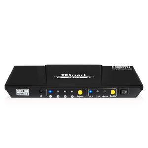 Interruptor divisor de 4 puertos 4x1 HDMI, 4k @ 60Hz con salida de Audio adicional, compatible con detección de entrada automática S/PDIF L/R, conmutador HDMI