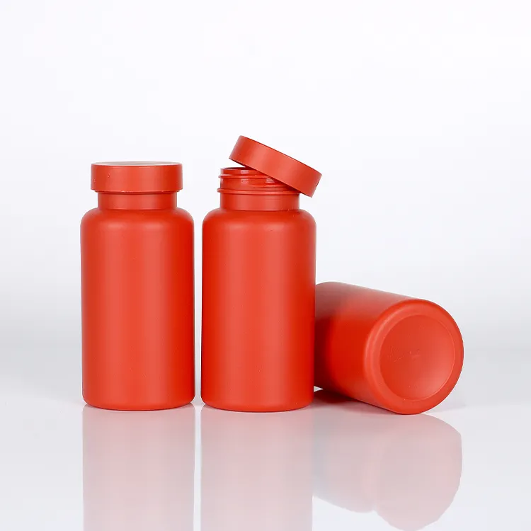 Contenitore di Capsule per animali domestici a buon mercato personalizzato da 150ml rosso rosa vuota per Capsule di vitamine bottiglia di plastica per l'imballaggio