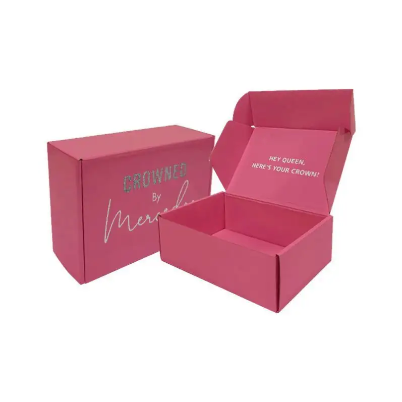 사용자 정의 로고 핑크 골판지 우편물 판지 종이 포장 우편 배송 상자