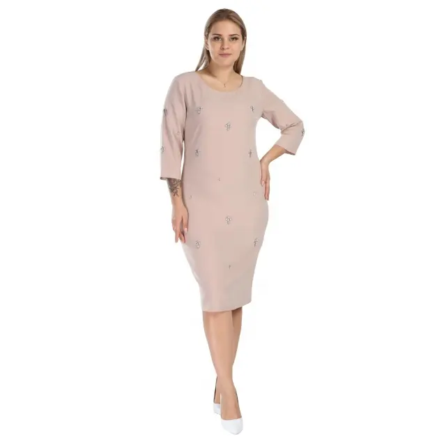 Vêtements de grande taille pour femmes Fabricant de vente en gros Prix demandé Mode Nouvelle robe de bureau élégante de haute qualité à manches trois-quarts