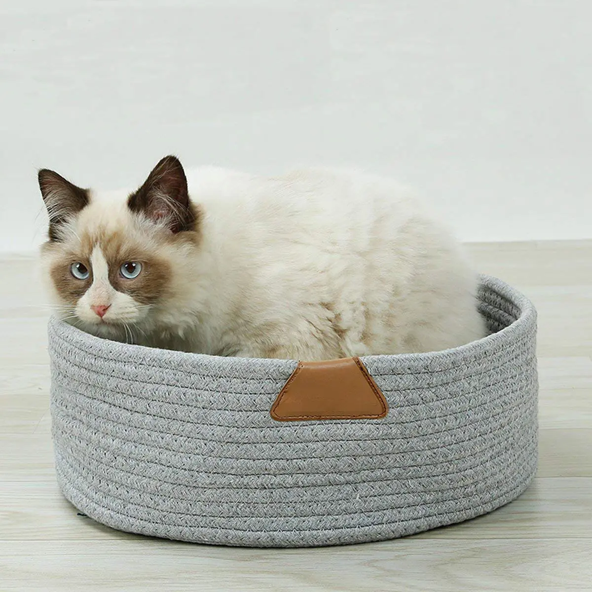 יופי מרקם כותנה חבלים סל יד מלאכה סביב כותנה טבע חתול מיטת מערת בית