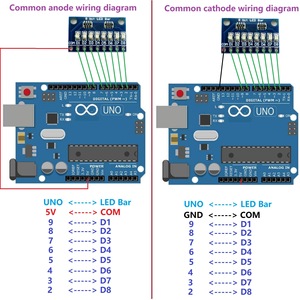 3,3 V 5V 8 Bit Blau/Rot LED-Anzeige für gemeinsame Anoden/Kathoden Modul DIY-Kit für Arduino NANO UNO Himbeer Pi 4 Nodemcu