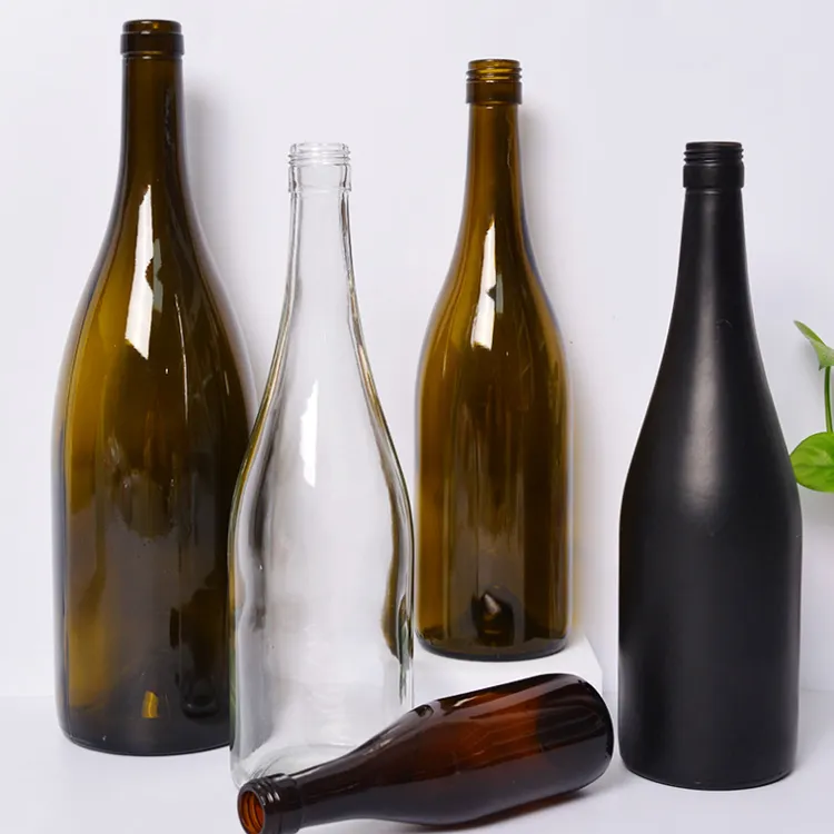 Bouteille de vin vide, prix bas, vente en gros, couleur ambre noir, 187ml, 375ml, 750ml, fabricant, verre en vrac, bordeaux, 1500ml
