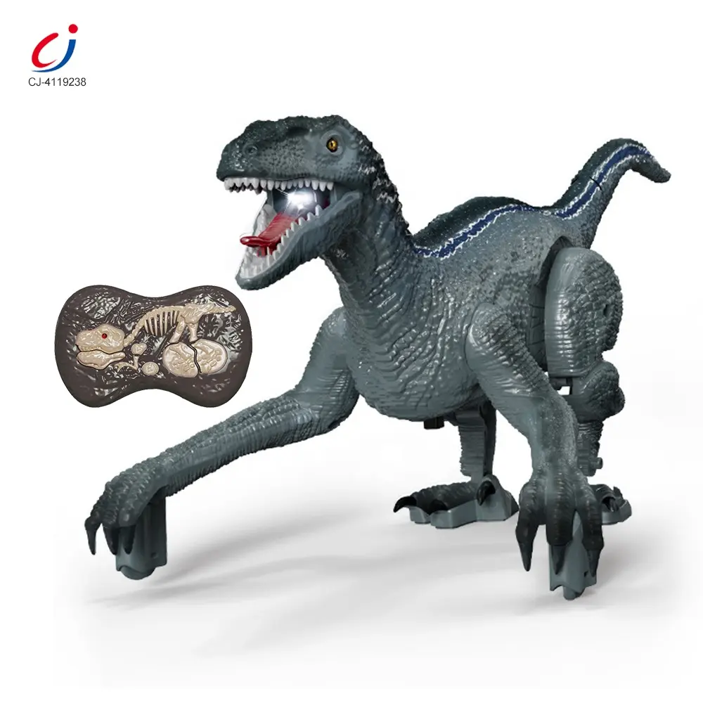 Chengji juguetes niños RC sonido luz realista Velociraptor radio control simulación caminar dinosaurio juguetes con control remoto