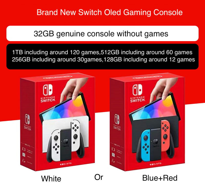 Nouveau Switch OLED Rouge+Bleu ou Blanc Aléatoire