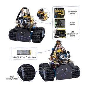 新しいDIYミニタンクロボットキットBluetooths 4.0 STEMコーディング車W/Arduino用学校プログラム可能プロジェクトの障害物回避 - Product Image 1