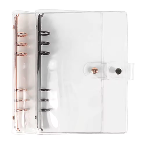 Traveller Journal legante trasparente in PVC per Notebook chiusura a bottone a scatto rosa oro nero legante a 6 anelli
