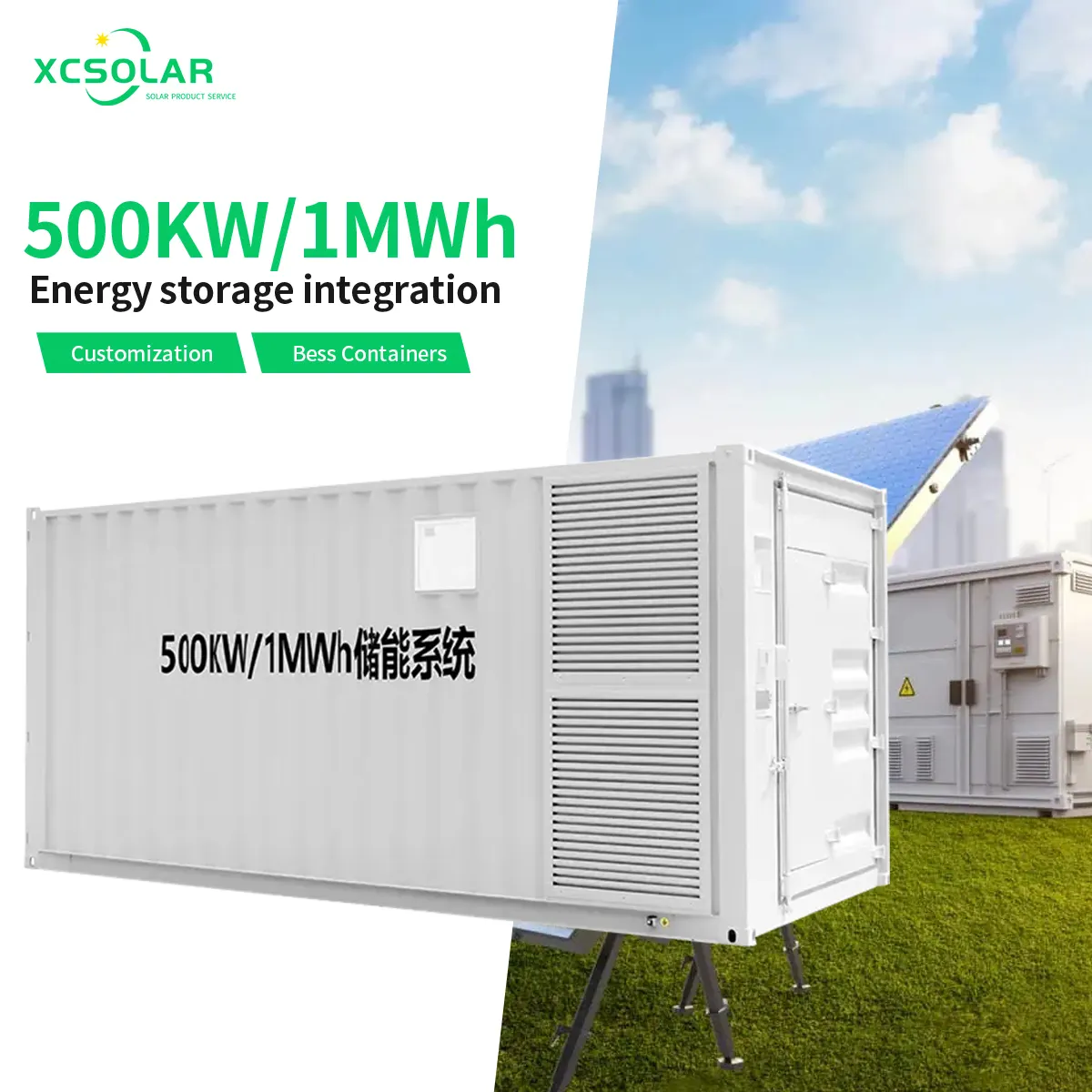 OEM 1MW 500KWH 1.375MW Bateria de íon de lítio externa fora da rede 20 pés 40 pés ESS Sistema de energia solar do recipiente de armazenamento de energia //
