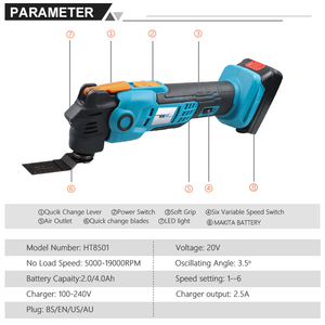 Multiherramienta oscilante Compatible con batería Makita de 18V, recortadora eléctrica, sierra de renovación, herramienta eléctrica, máquina, herramienta multifunción - Product Image 4