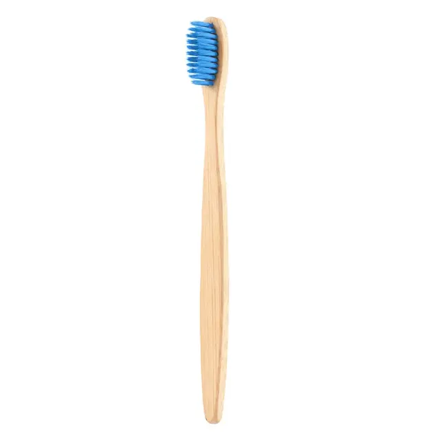 Cepillo de dientes de 4 colores, Natural cepillo de dientes de bambú, mango plano de bambú, cepillo de dientes de cerdas suaves, herramientas de Limpieza de dientes