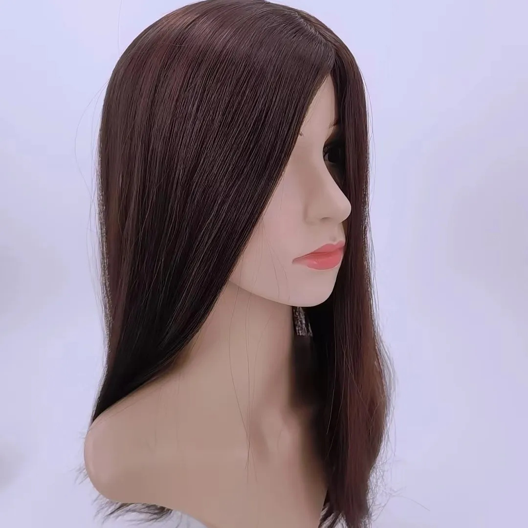 Nueva moda cutícula alineada peluca pelucas de cabello brasileño humano bohyme cabello brasileño mitad peluca judía kipá caída