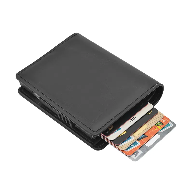 최신 판매 금속 RFIDpu 가죽 알루미늄 매우 얇은 신용 카드 홀더 팝업 지갑