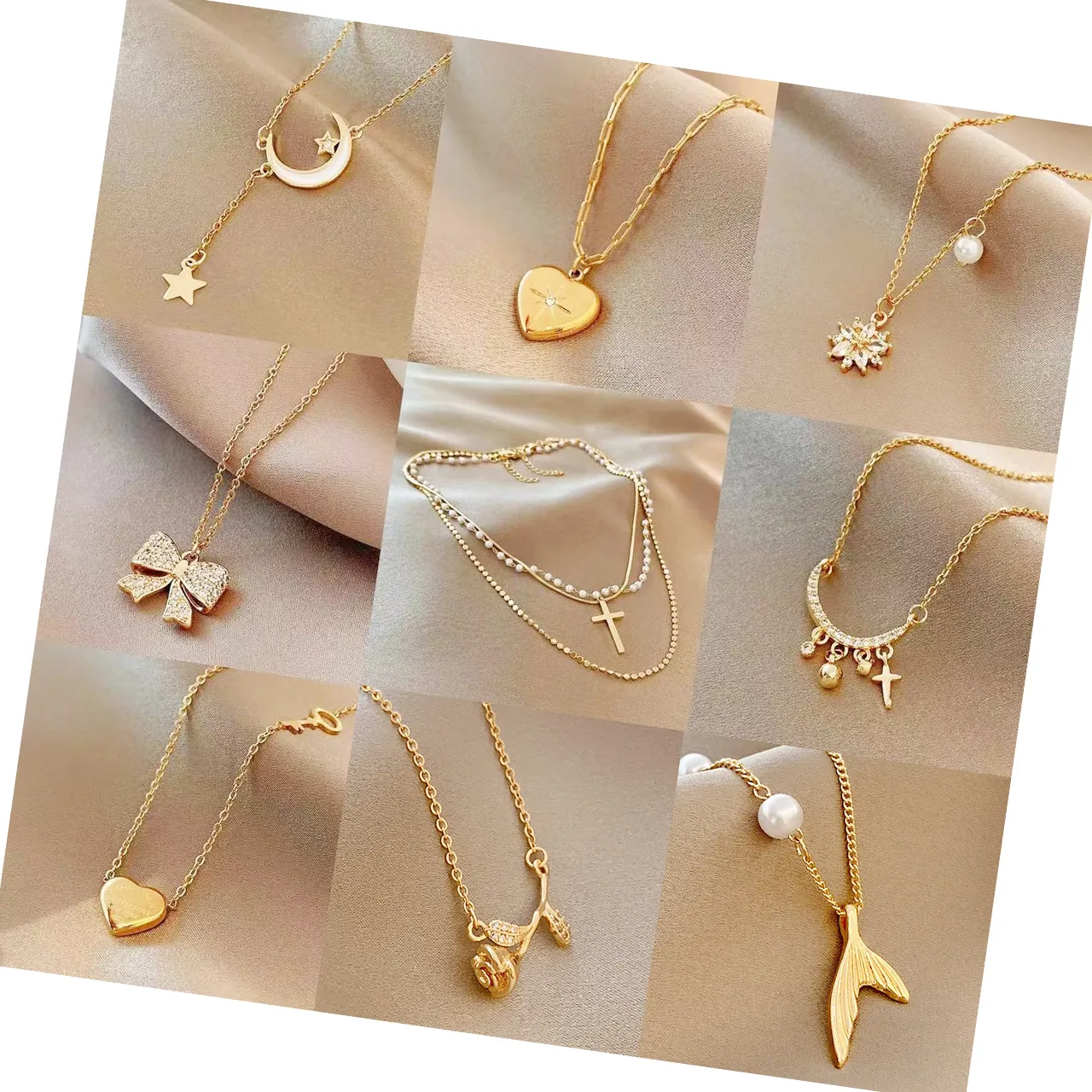 Sankylin collar de oro Simple mariposa perla joyería accesorios amor colgante collar de acero inoxidable hueco estrella Luna mujeres