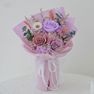 Món Quà Mới Ý Tưởng Cuối Cùng 3 Năm Giấy Gói Bất Tự Nhiên Khô Bó De Fleurs Mariage Vĩnh Cửu Rose Bảo Quản Bó Hoa Của Hoa - Product Image 2