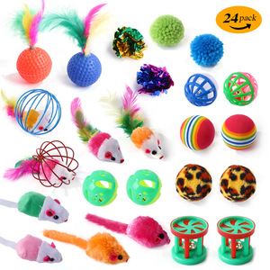 Juguetes surtidos para gatos, varita de Teaser de plumas de pez, túnel para gatos, ratón esponjoso, bolas y campanas - Product Image 4
