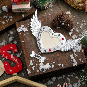 Trang Trí Giáng Sinh 2021 Mãi Mãi Người Bạn Của Tôi Pet Tưởng Niệm Kim Loại Chó Khung Ảnh Xmas Heart Wings Khung Ảnh Trang Trí - Product Image 5