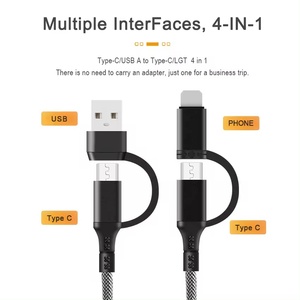 Bien diseñado varias combinaciones multifuncional 60W Cable Usb tipo C a C Cable adaptador