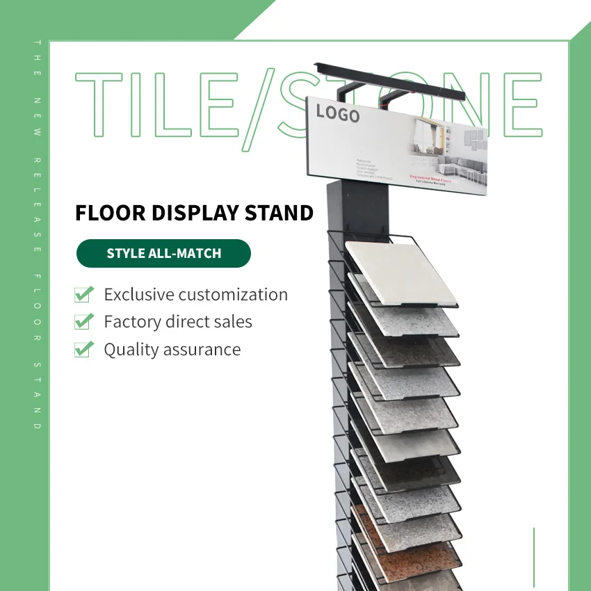 Metal Flooring Display Racks Showroom Tower Granite Sample Floor Standing Ceramic Quartz Marble Shelf Stone Tile Display Rack