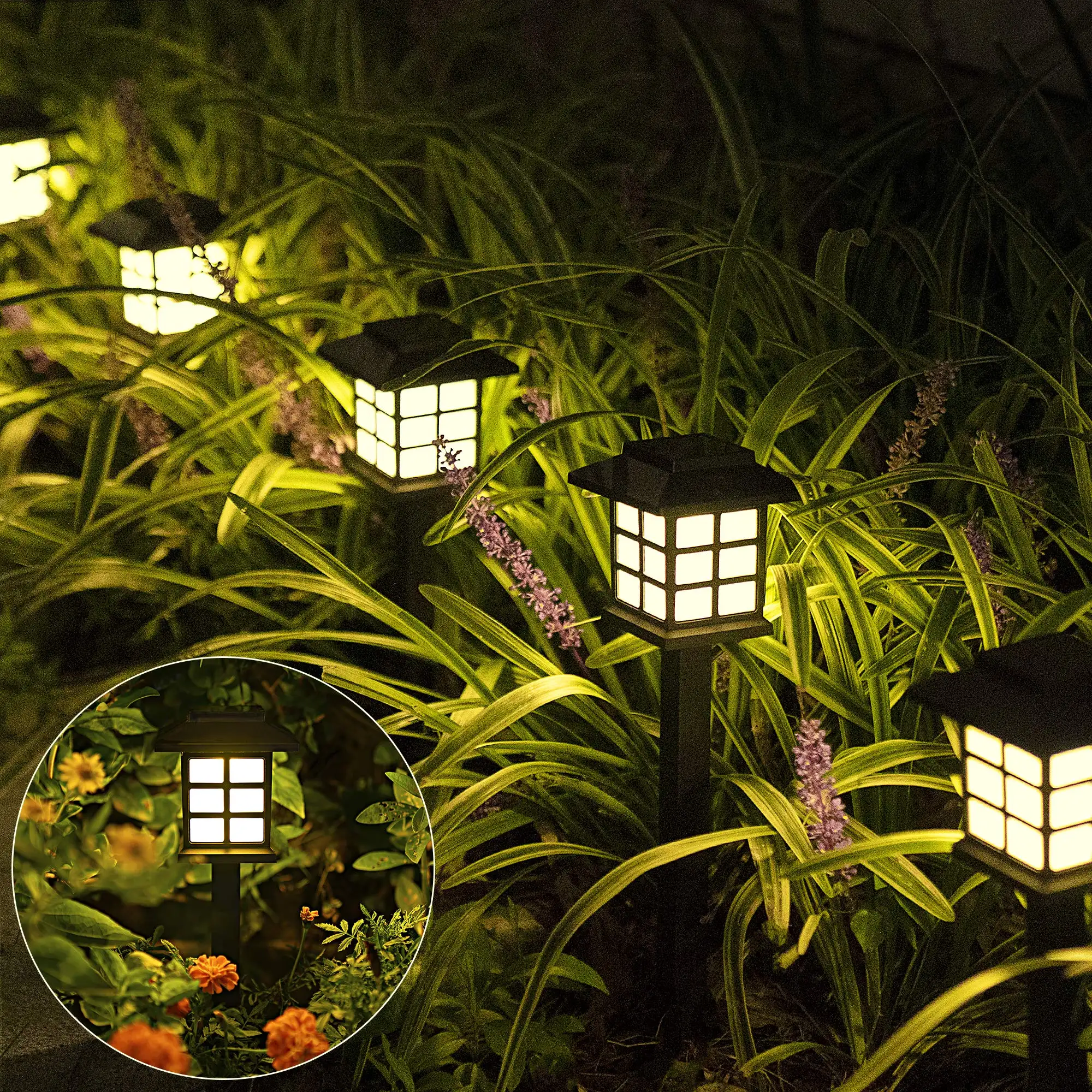 Decorativo a lunga durata cortile Patio Auto On Off sensore impermeabile IP65 Outdoor Pathway Landscape Solar Walkway Garden Lights