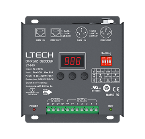Ltech-Decodificador DMX 512 para iluminación de escenario, dispositivo de 8bit, 16bit, RGBWY, 5A, 5CH, Max.25A, Max.600W, XLR, RJ45, RDM - Product Image 4