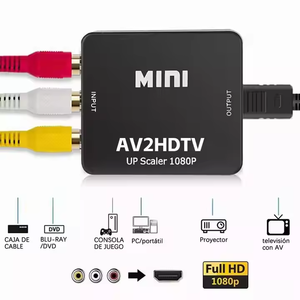 RCA a HDTV para HDMI compuesto 1080P 3 RCA CVBS adaptador Mini HDTV a AV Audio Video convertidor caja pequeña Mini Hdmi2av Av2hdmi