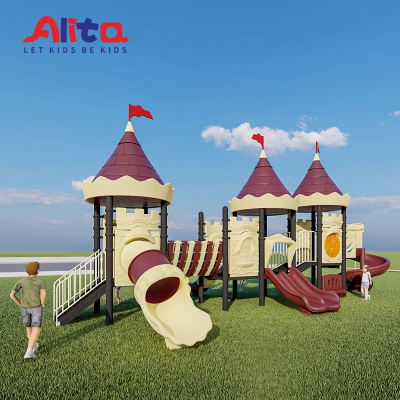 Fashion Children Plastic Slide playhouse outdoor castle Play sets Kids Toy Outdoor Playground