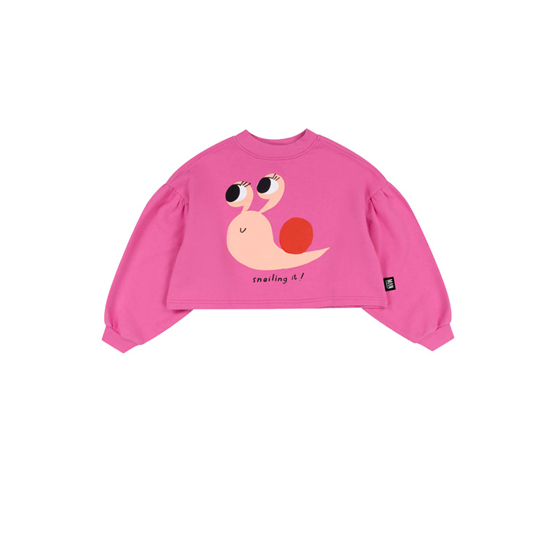 Sweat-shirt Lmh rose rouge motif escargot